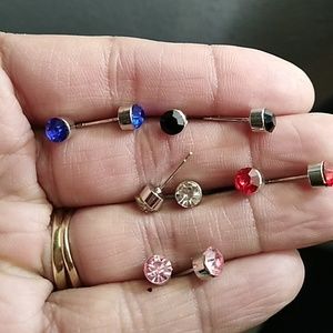  2 for $15 5 sets of silver earring studs